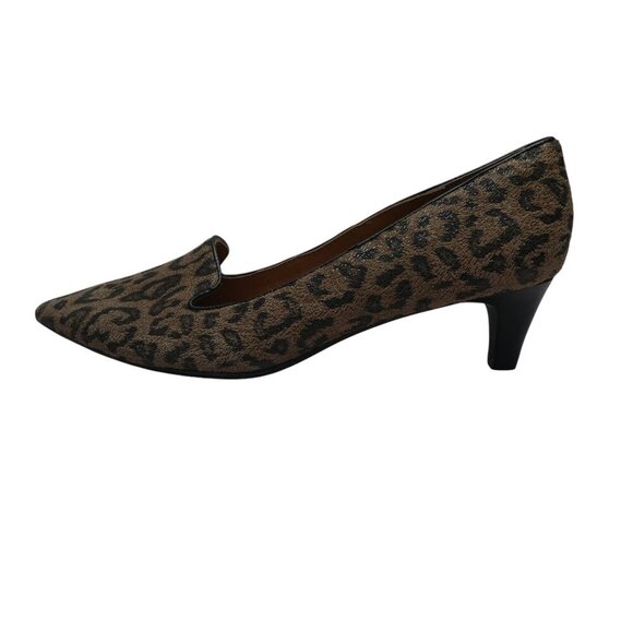 Sofft Vesper Brown Leopard Print Leather Pointed Kitten Heel Pumps Womens 9N - Picture 4 of 13